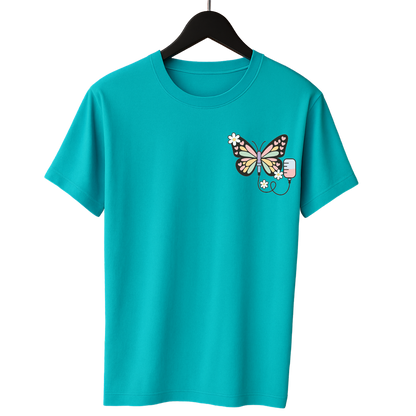 Vlinder bagde reel en T shirt