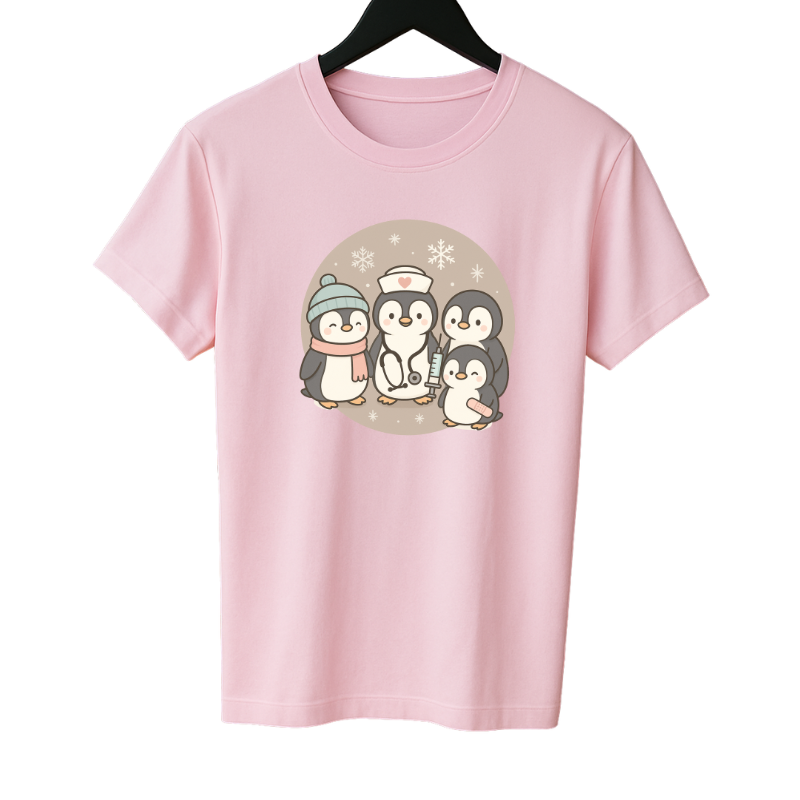 🐧❄️ Caring Penguins – Winter Nurse T-shirt